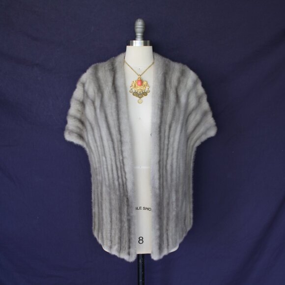 James Fong Fur Co.Vintage gray Mink fur stole wrap cape coat Jacket shawl - Picture 4 of 10